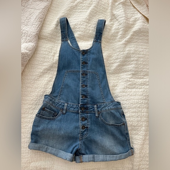 Free people denim overall shorts romper size 27 - Picture 4 of 9